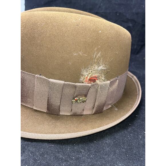 Vintage DOBBS GOLDEN COACH GUILD EDGE Brown FEDORA HAT SIZE 7 1/4 - Picture 2 of 7